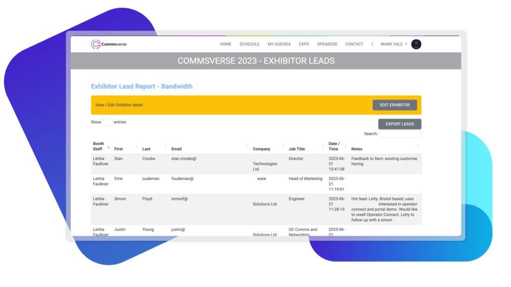 In-app lead generation from your event management software