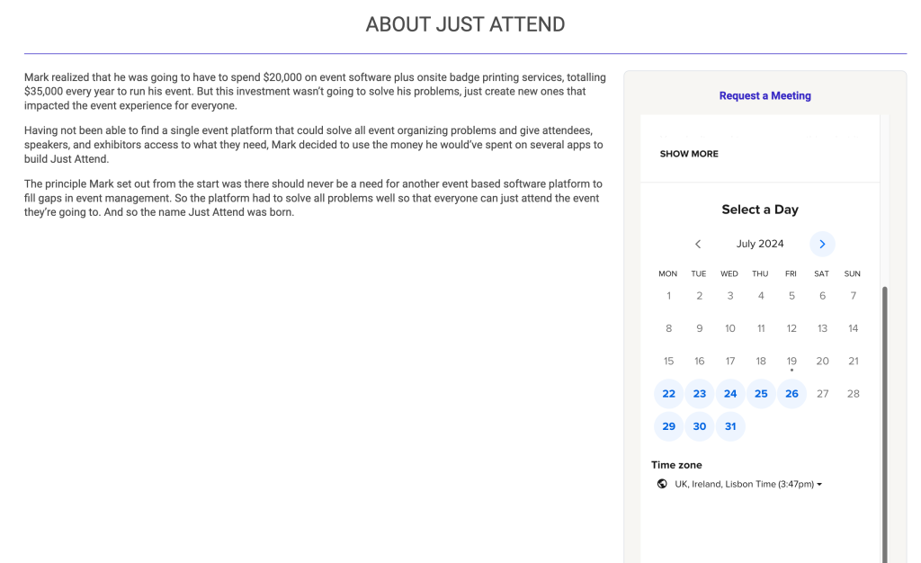 Integrate with Calendly to help build a pipeline of lead for event exhibitors