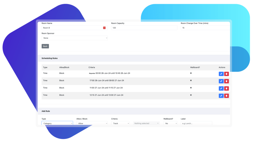 Create custom rules based on sessions, categories, and timings