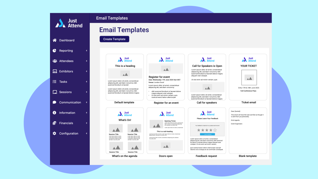 save email templates to your library to send to your event guest lists