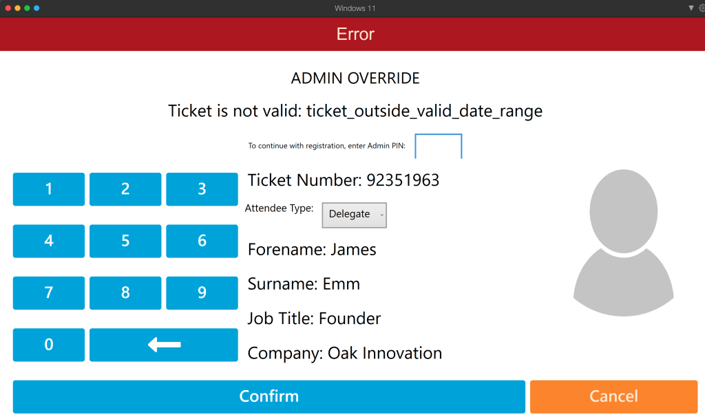 override invalid tickets with the kiosk pin