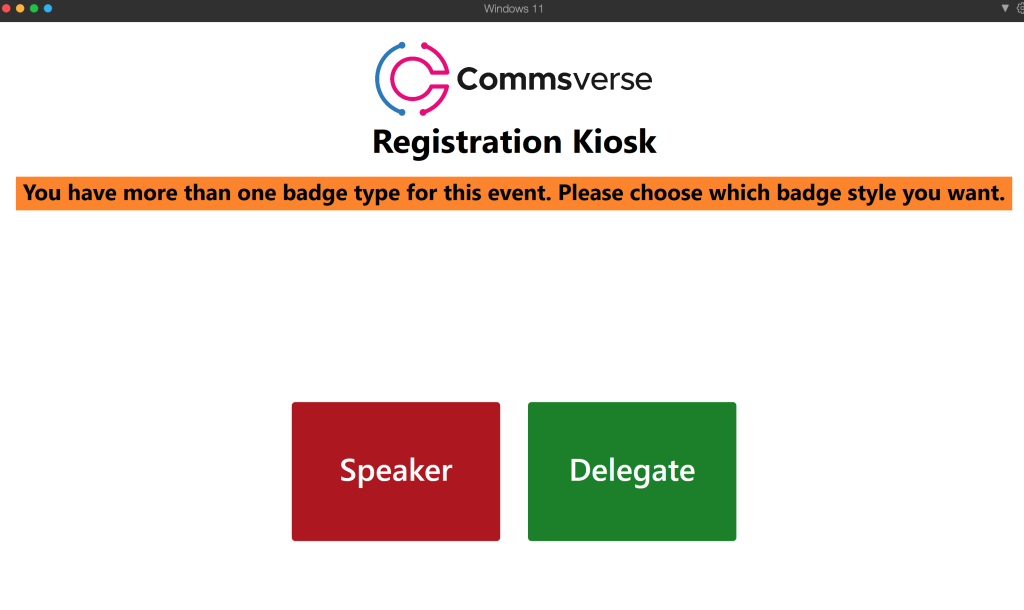 choose which style of badge to print for an attendee based on their role.