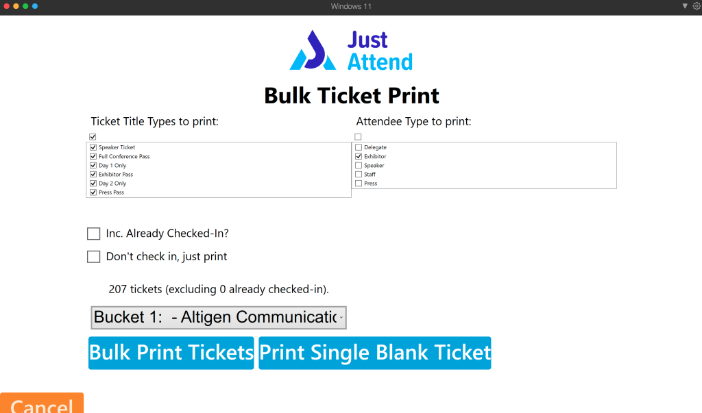 bulk print based on ticket and role.