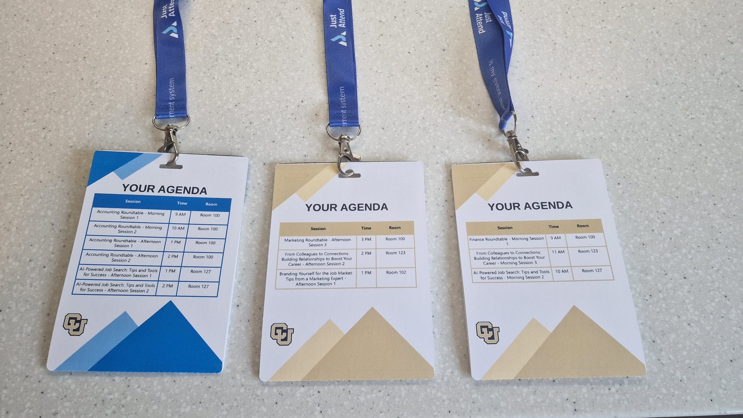 Event Agenda on an attendee's badge