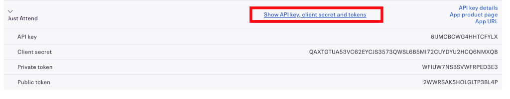 Viewing your eventbrite API key