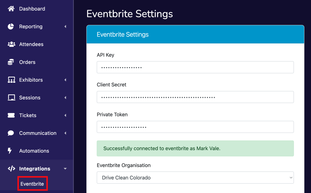 Setting up Eventbrite integration with Just Attend