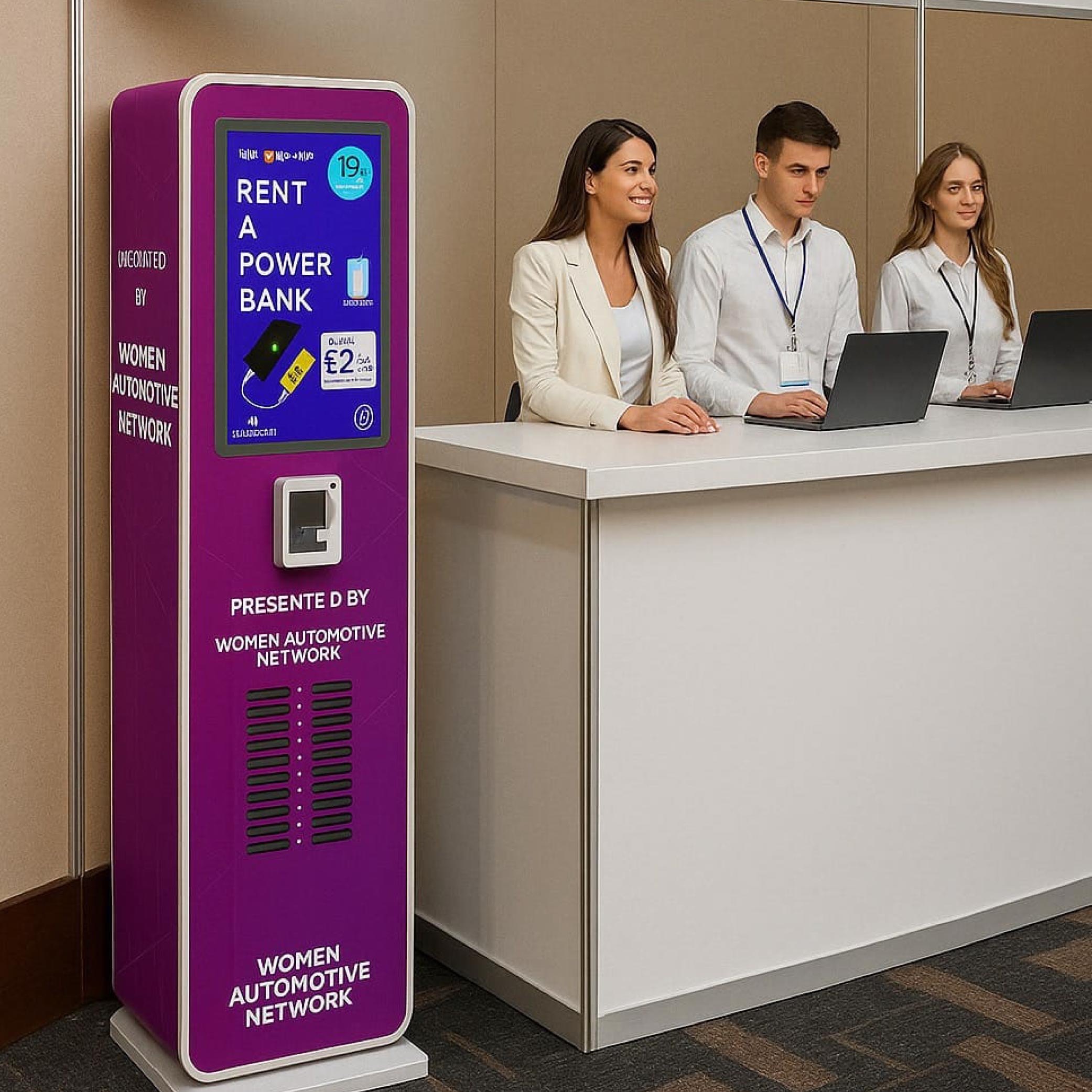branded power bank rental kiosk for events