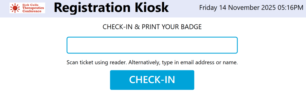 Simplified event check-in screen